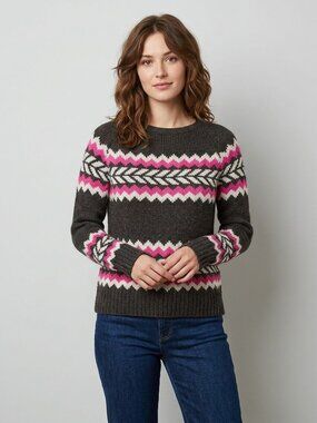AEO Gray Pink Chevron Pullover Sweater